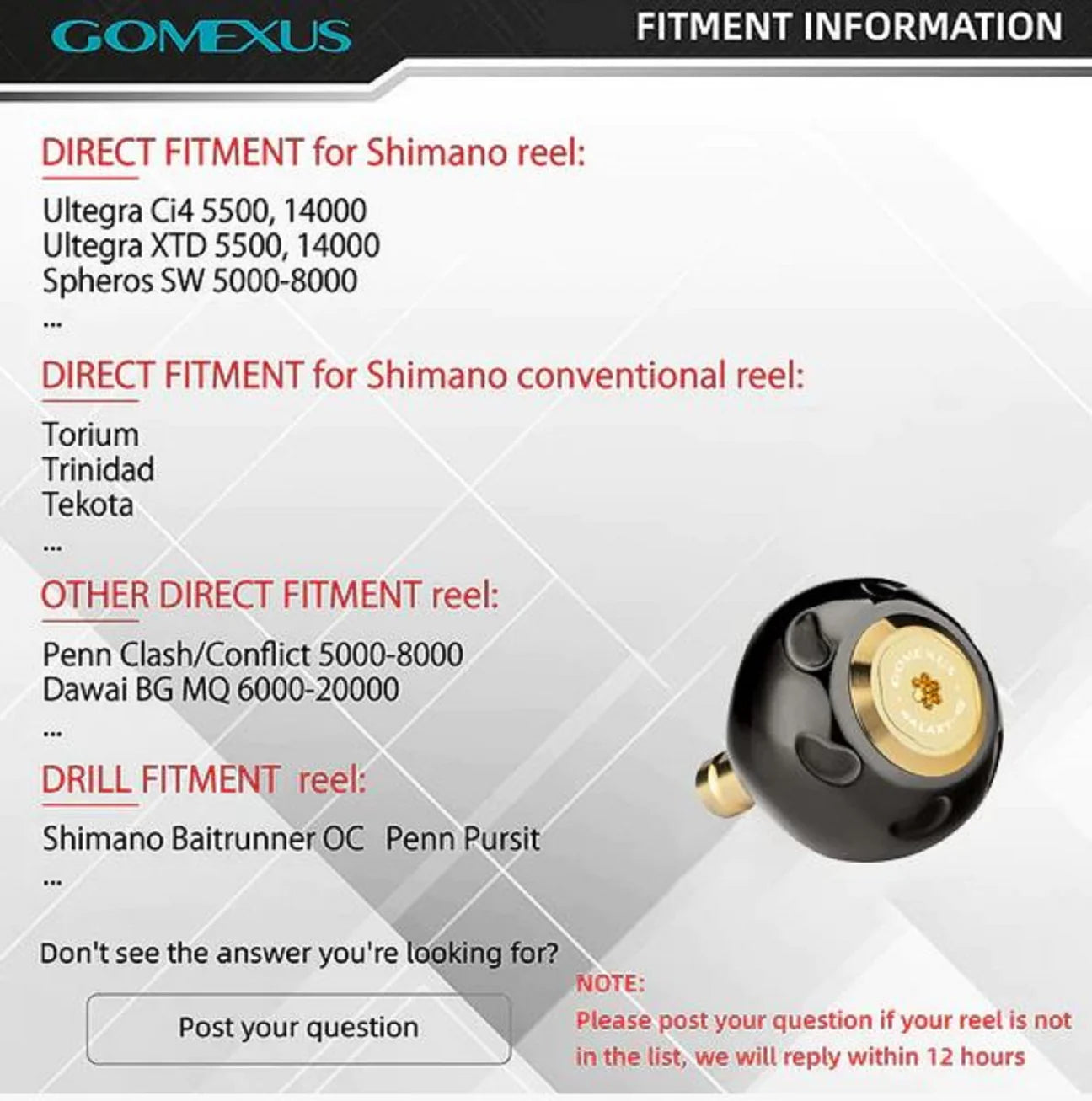 Gomexus TB50 Knob Alu Black 50mm Shimano B