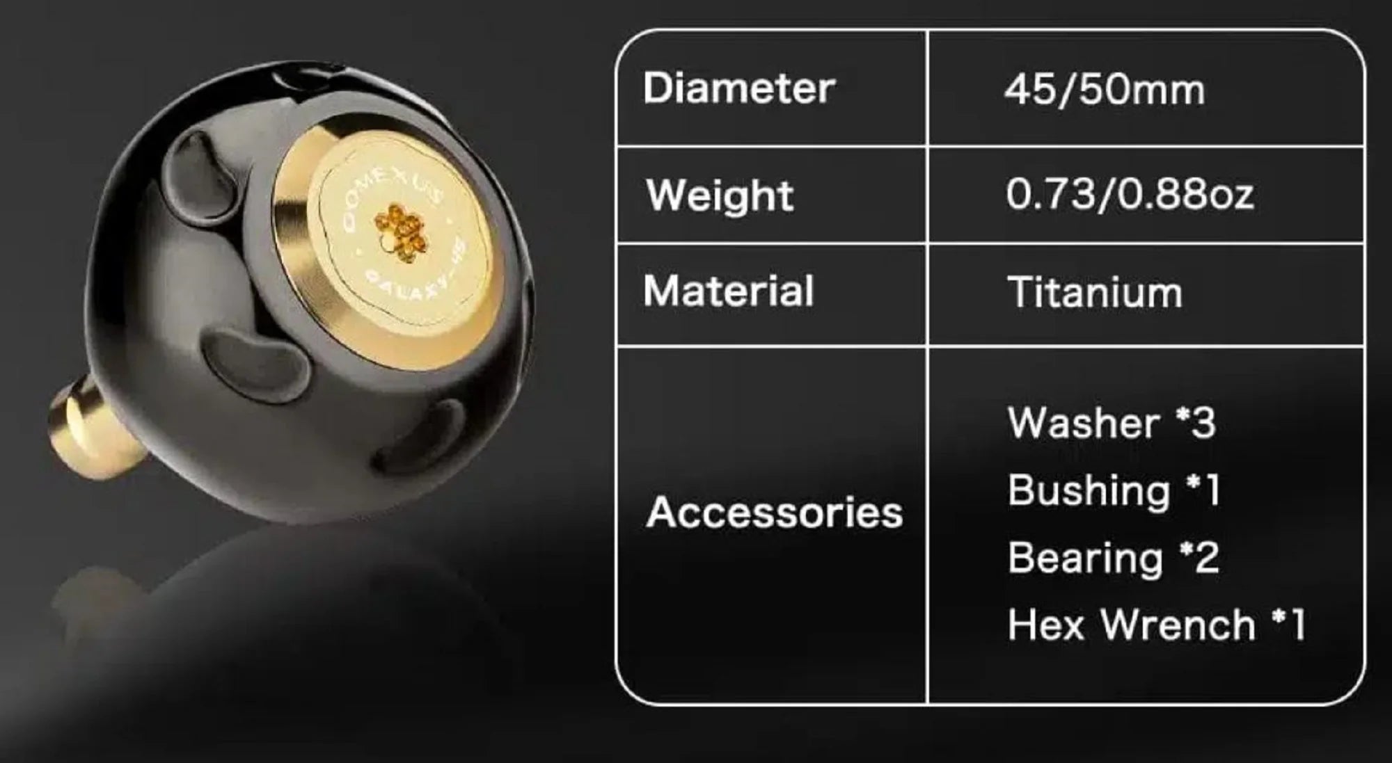 Gomexus TB50 Knob Alu Black 50mm Shimano B