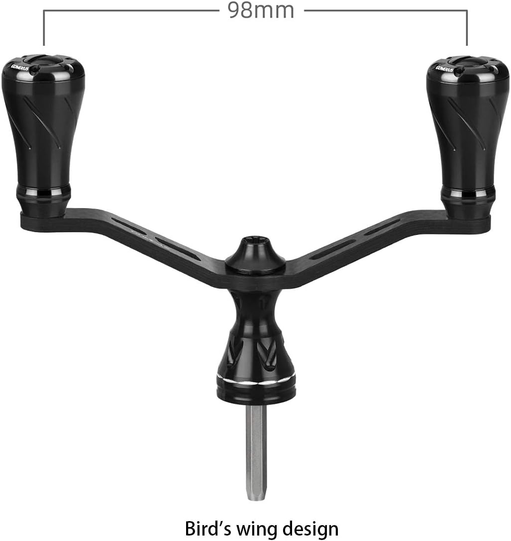 GOMEXUS Lock Type Spinning Reel Handle For Daiwa Ninja LT, Revros LT,16 Emeraldas 2508 and Shimano Nasci Sedona Sahara Sienna FE 1000-4000 Double Handle Carbon 98mm