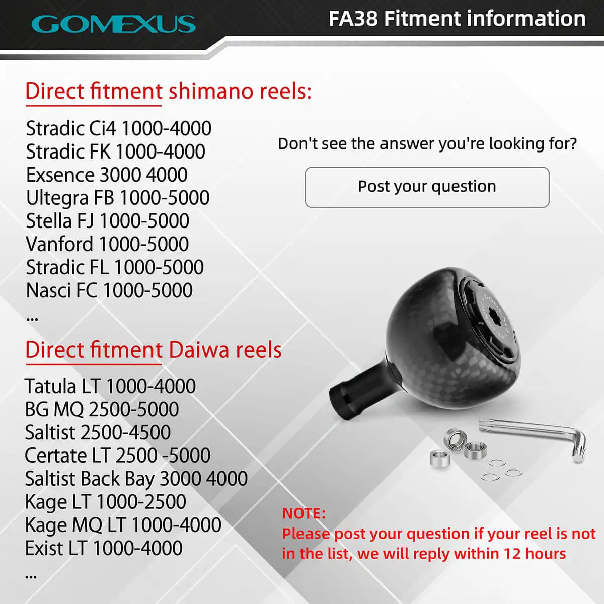 Gomexus Carbon Reel Power Knob 38mm FA38
