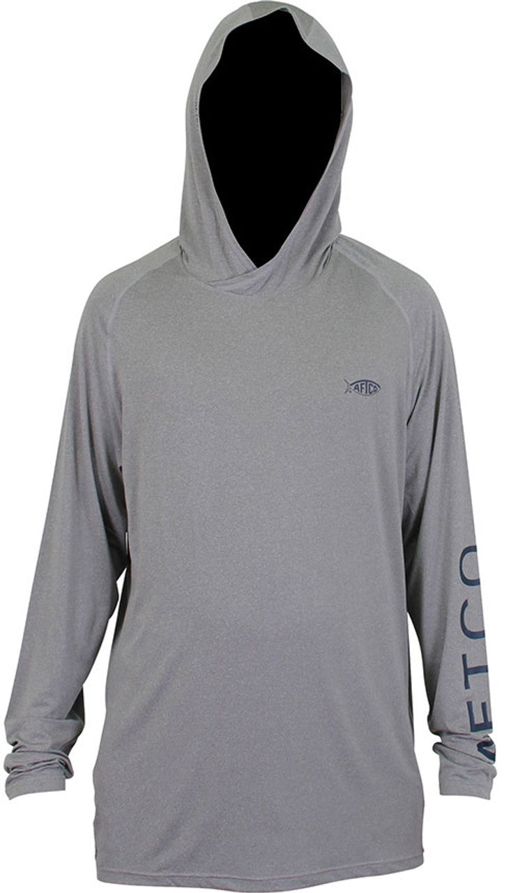 Aftco Samurai 2 Heathered Long Sleeve Hooded Shirt - Steel Heather