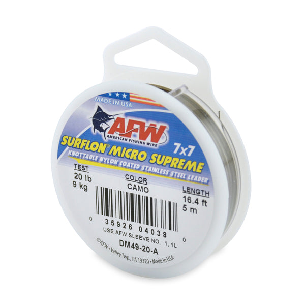 Surflon Micro Supreme, Nylon Coated 7x7 Stainless Steel Leader Wire Camo