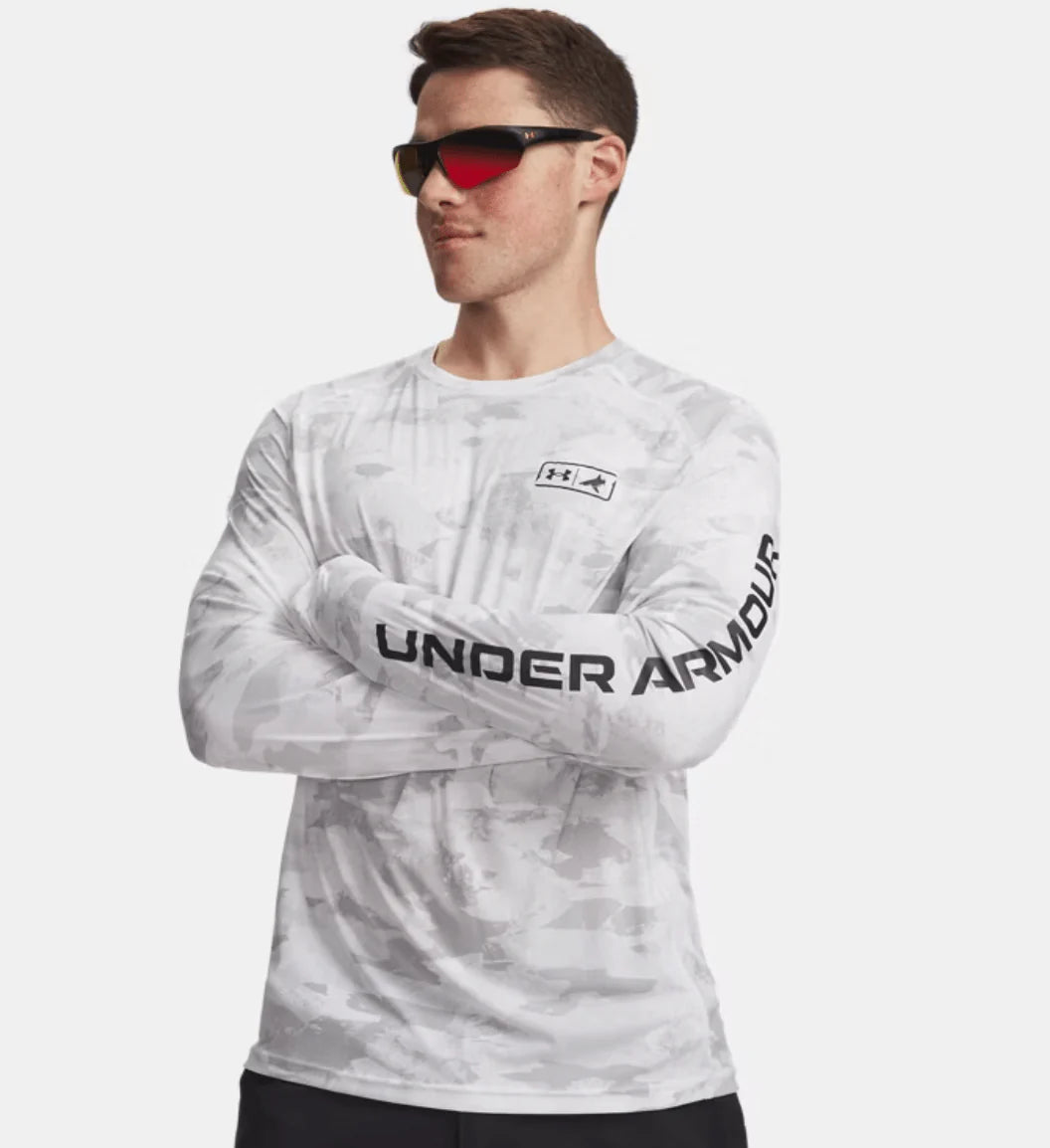 Under Armour x BlacktipH Men’s Fish Elite Camo Performance Long Sleeve Crew - White